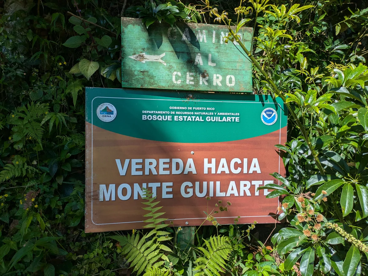 Trail sign for Vereda Hacia Monte Guilarte