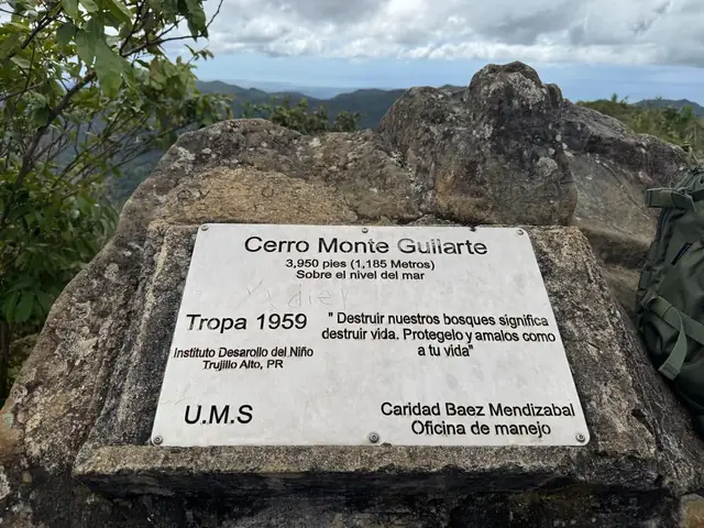 Placard at the summit of Monte Guilarte