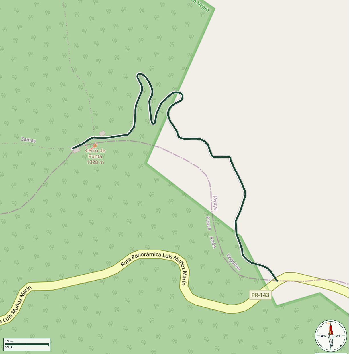 Mapa de Camino Cerro de Punta