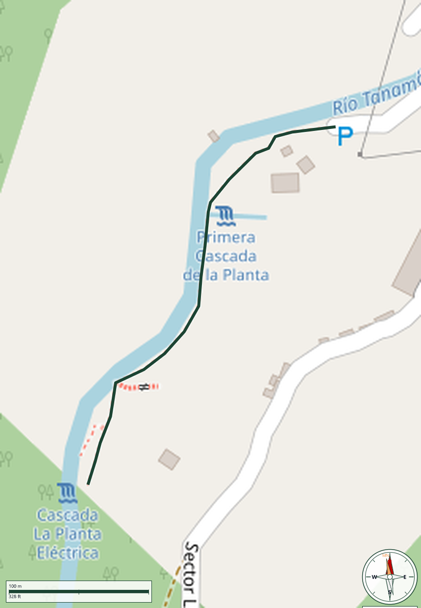 Map of Camino Río Tanamá y Charco la Planta