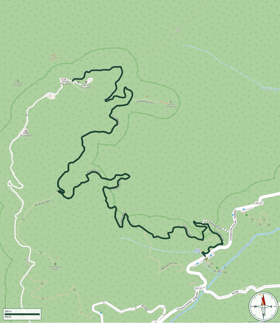 Mapa de El Yunque Trail
