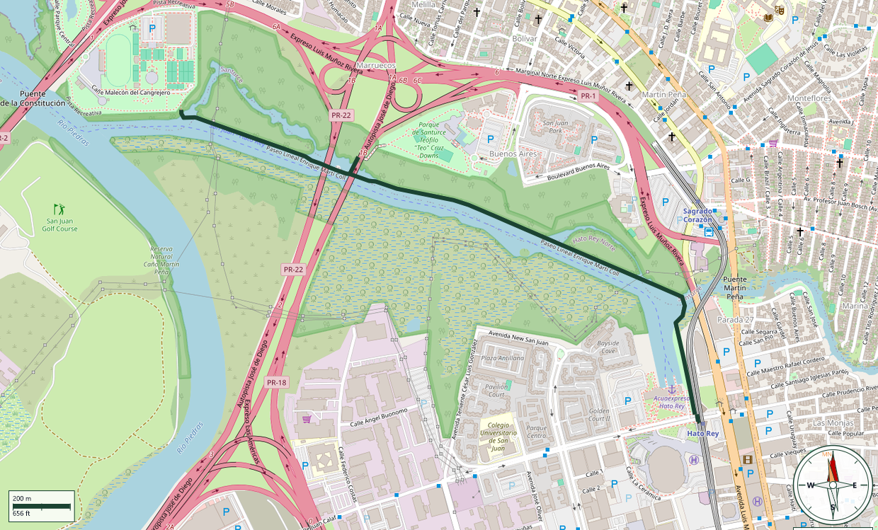 Mapa de Paseo Lineal Enrique Martí Coll