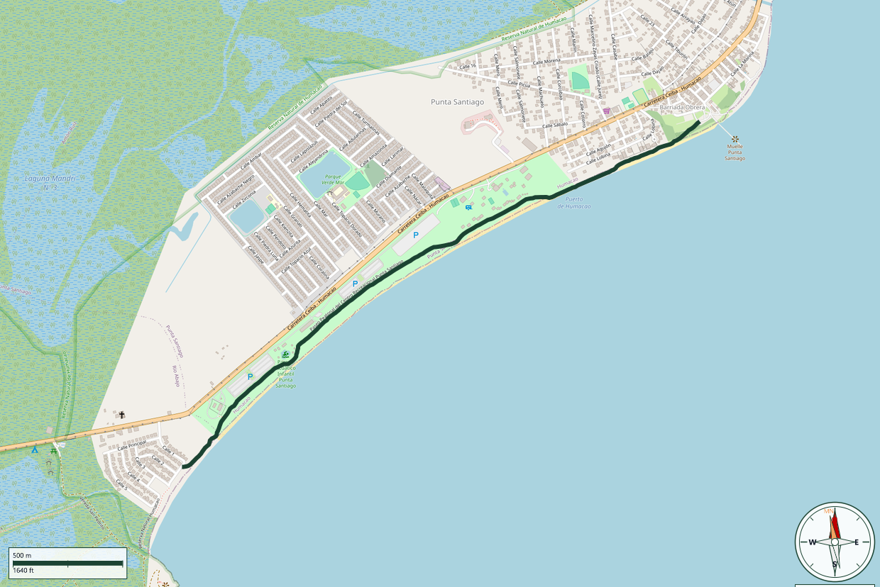 Map of Paseo Peatonal del Centro Recreacional Punta Santiago