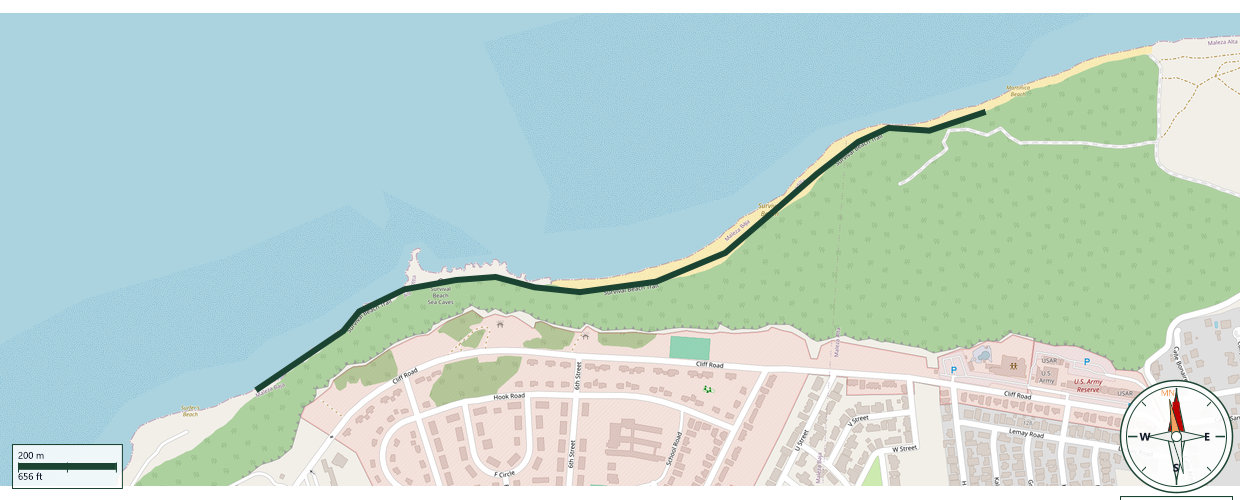 Map of Survival Beach Trail