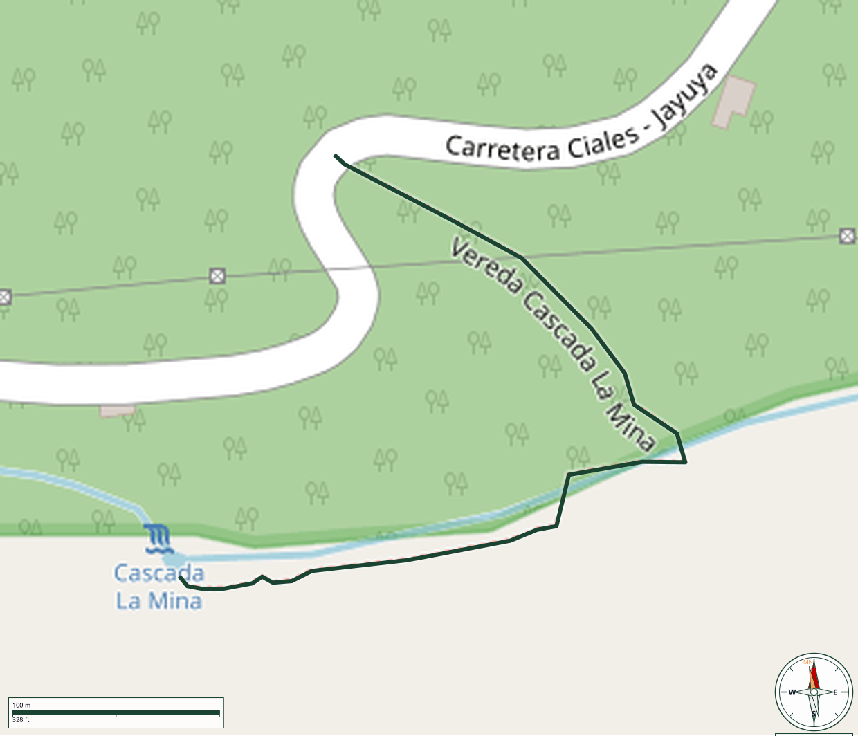 Mapa de Vereda Cascada La Mina